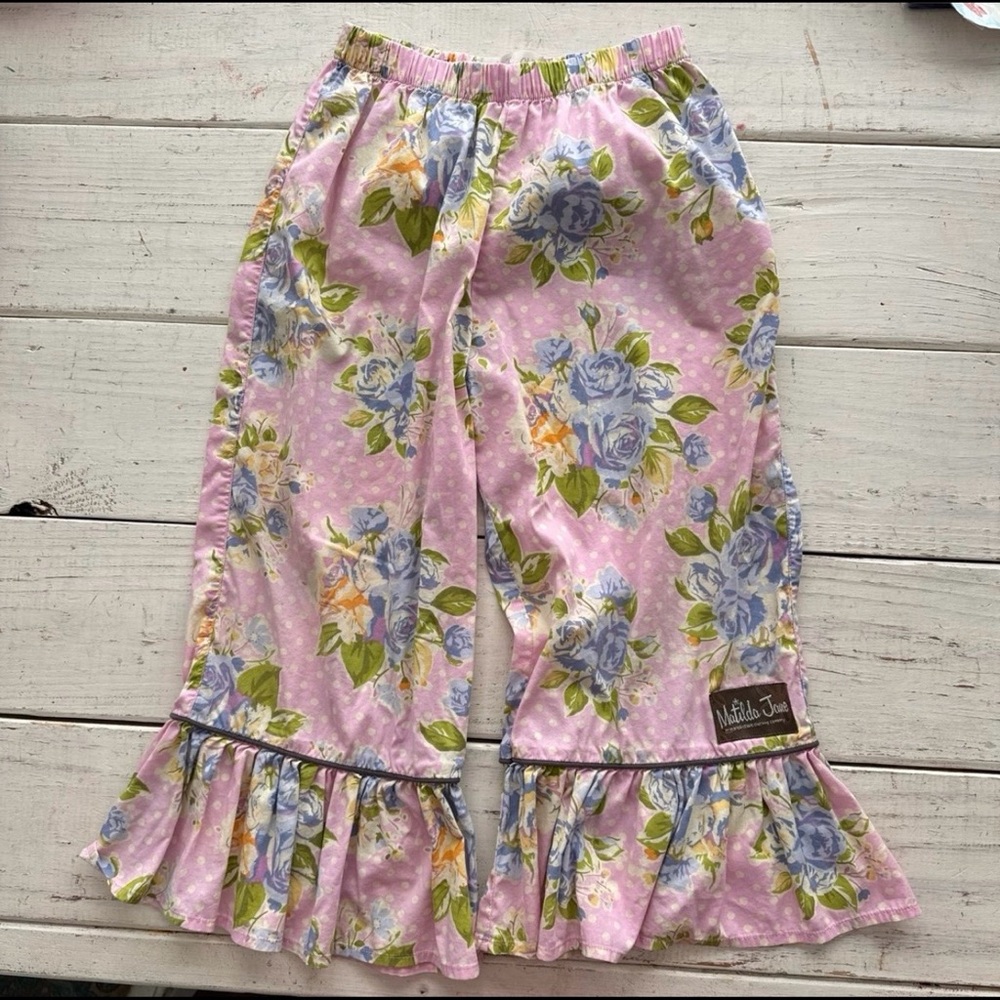 Matilda Jane Pink Floral Ruffle Flare Bottoms